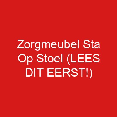 Zorgmeubel Sta Op Stoel (LEES DIT EERST!)